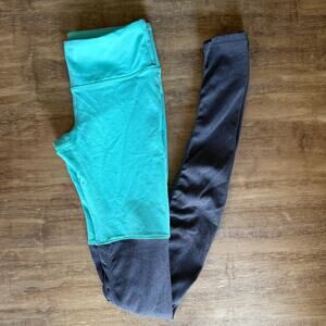 Alo Women’s Small Yoga Goddess Ribbed Leggings - Mint/Gray - Gym Workout